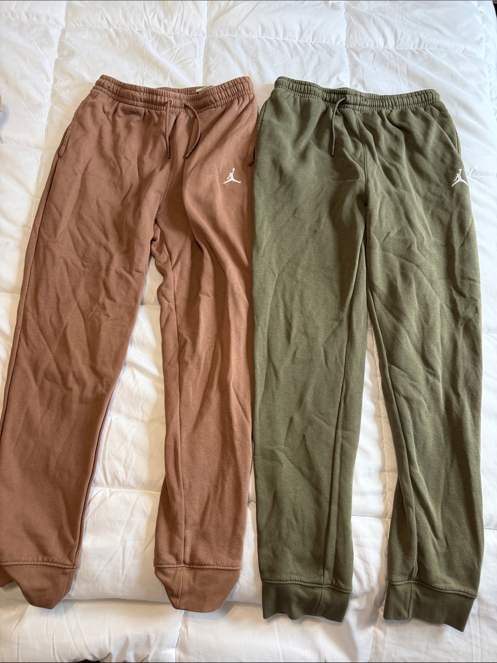 Jordan Kids' Brown and Olive Green Fleece Jogger Pants - 2 Pack